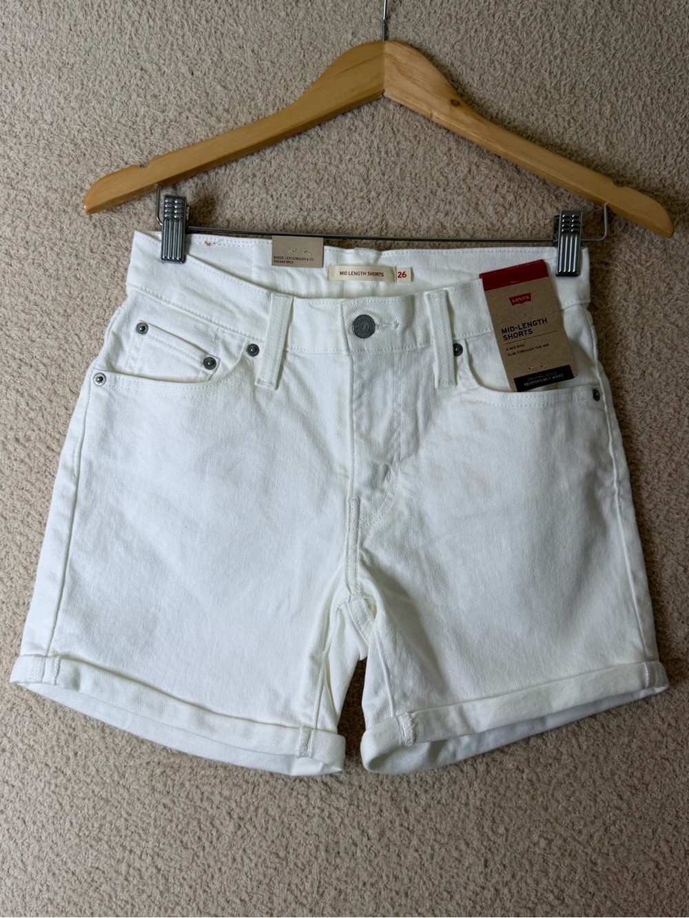 Levi's White Women's Mid-Length Jean Shorts